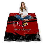 custom louisville cardinals brushstroke layers red quilt blanket best selling