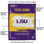 custom lsu tigers grunge patch purple white quilt blanket best selling