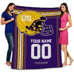 custom lsu tigers helmet theme purple quilt blanket best selling