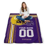 custom lsu tigers helmet theme purple quilt blanket best selling