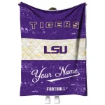 custom lsu tigers hibiscus burst purple white quilt blanket best selling