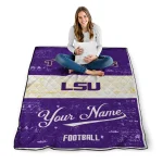 custom lsu tigers hibiscus burst purple white quilt blanket best selling