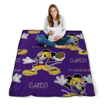 custom lsu tigers mickey football purple quilt blanket best selling