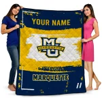 custom marquette golden eagles grunge patch blue white quilt blanket best selling
