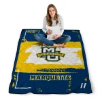 custom marquette golden eagles grunge patch blue white quilt blanket best selling