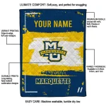 custom marquette golden eagles grunge patch blue white quilt blanket best selling