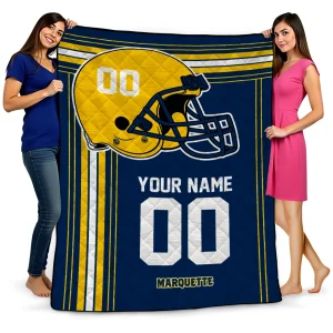 custom marquette golden eagles helmet theme blue quilt blanket best selling