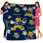 custom marquette golden eagles mickey football blue quilt blanket best selling