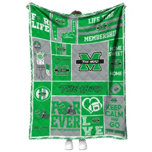 custom marshall thundering herd helmet passion green quilt blanket fashion forward