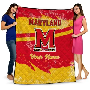 custom maryland terrapins brushstroke layers red quilt blanket best selling