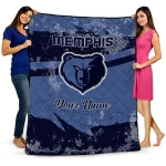 custom memphis grizzlies brushstroke layers blue quilt blanket best selling