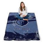 custom memphis grizzlies brushstroke layers blue quilt blanket best selling