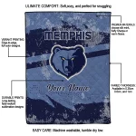 custom memphis grizzlies brushstroke layers blue quilt blanket best selling