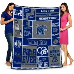 custom memphis tigers helmet passion blue quilt blanket best selling