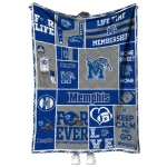 custom memphis tigers helmet passion blue quilt blanket best selling