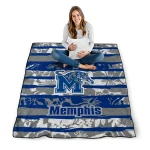 custom memphis tigers layered florals blue white quilt blanket best selling