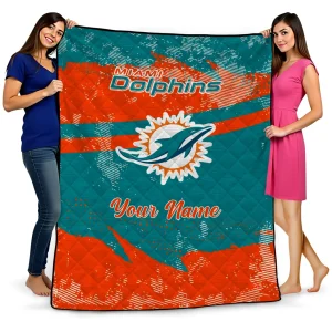 custom miami dolphins brushstroke layers aqua quilt blanket best selling