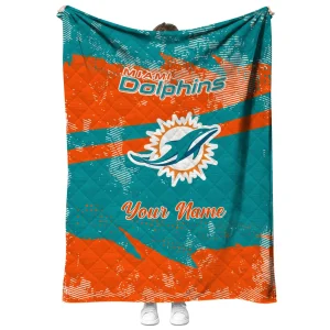 custom miami dolphins brushstroke layers aqua quilt blanket fashion forward