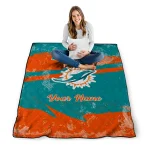 custom miami dolphins brushstroke layers aqua quilt blanket best selling