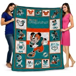 custom miami dolphins mickey crimson aqua white quilt blanket best selling