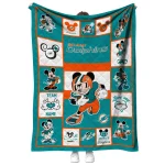 custom miami dolphins mickey crimson aqua white quilt blanket best selling
