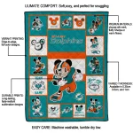 custom miami dolphins mickey crimson aqua white quilt blanket best selling