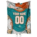 custom miami dolphins player sketch aqua gray quilt blanket best selling