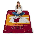 custom miami heat grunge patch red white quilt blanket best selling