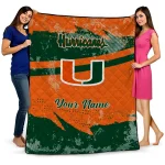custom miami hurricanes brushstroke layers orange quilt blanket best selling