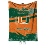 custom miami hurricanes brushstroke layers orange quilt blanket best selling