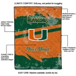 custom miami hurricanes brushstroke layers orange quilt blanket best selling