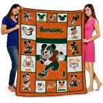 custom miami hurricanes mickey crimson orange white quilt blanket best selling