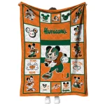 custom miami hurricanes mickey crimson orange white quilt blanket best selling