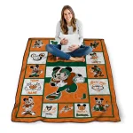 custom miami hurricanes mickey crimson orange white quilt blanket best selling