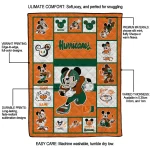 custom miami hurricanes mickey crimson orange white quilt blanket best selling