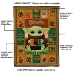custom miami hurricanes yody baby pattern orange quilt blanket best selling