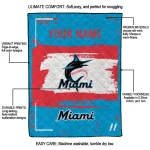 custom miami marlins grunge patch blue white quilt blanket best selling