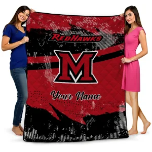custom miami redhawks brushstroke layers red quilt blanket best selling