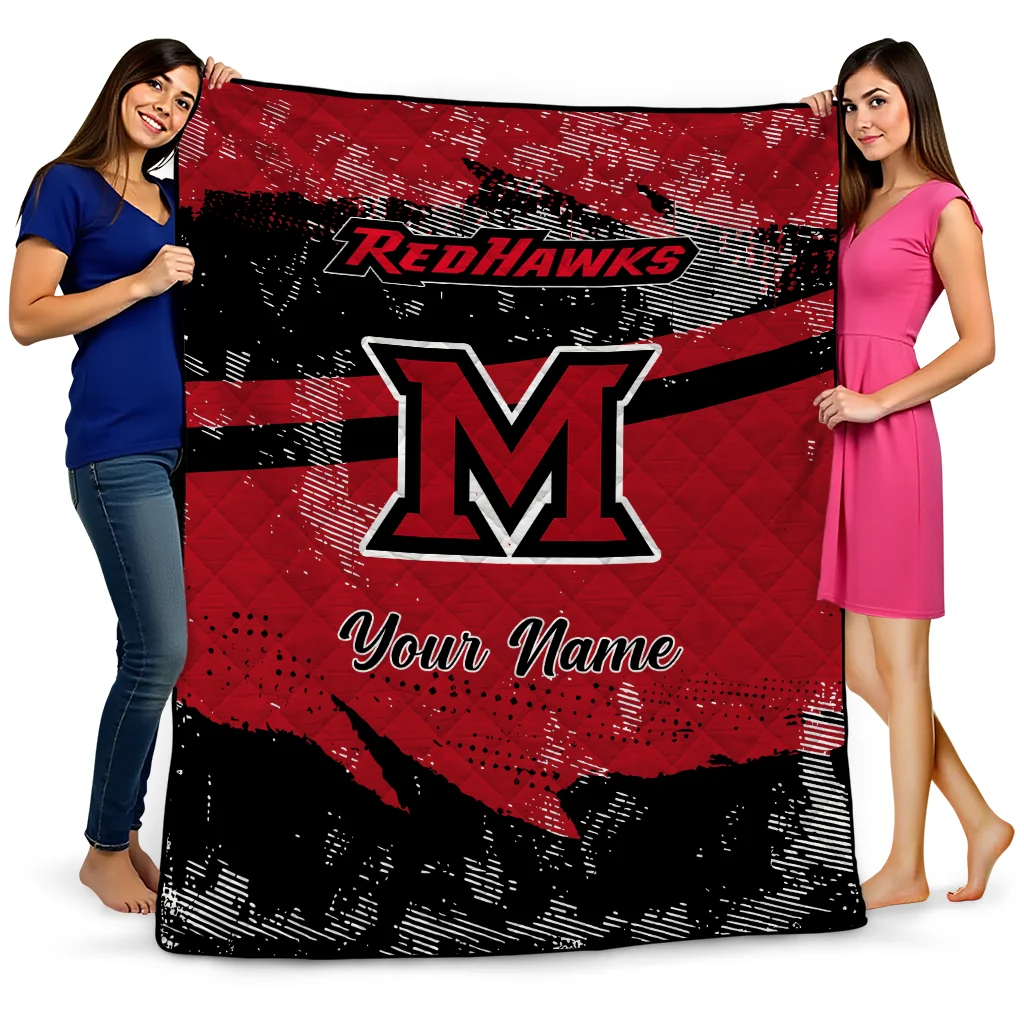 custom miami redhawks brushstroke layers red quilt blanket best selling custom miami redhawks brushstroke layers red quilt blanket best selling