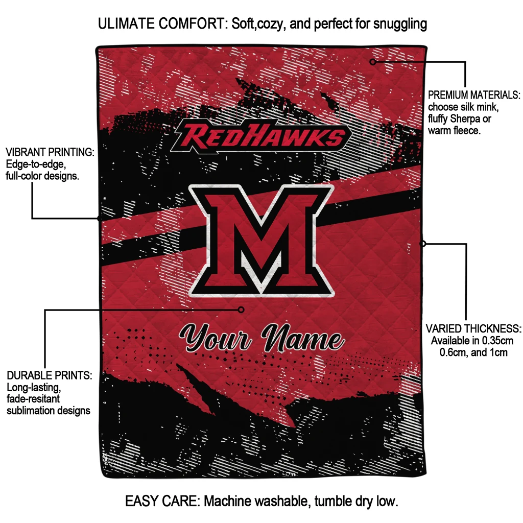 custom miami redhawks brushstroke layers red quilt blanket latest model custom miami redhawks brushstroke layers red quilt blanket latest model