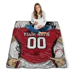 custom miami redhawks player sketch red gray quilt blanket best selling