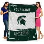 custom michigan state spartans grunge patch green white quilt blanket best selling