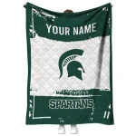 custom michigan state spartans grunge patch green white quilt blanket best selling