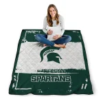 custom michigan state spartans grunge patch green white quilt blanket best selling