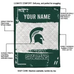 custom michigan state spartans grunge patch green white quilt blanket best selling