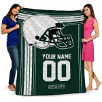 custom michigan state spartans helmet theme green quilt blanket best selling