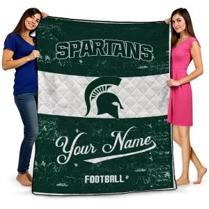 custom michigan state spartans hibiscus burst green white quilt blanket best selling