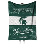 custom michigan state spartans hibiscus burst green white quilt blanket best selling