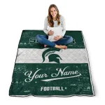 custom michigan state spartans hibiscus burst green white quilt blanket best selling
