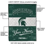 custom michigan state spartans hibiscus burst green white quilt blanket best selling